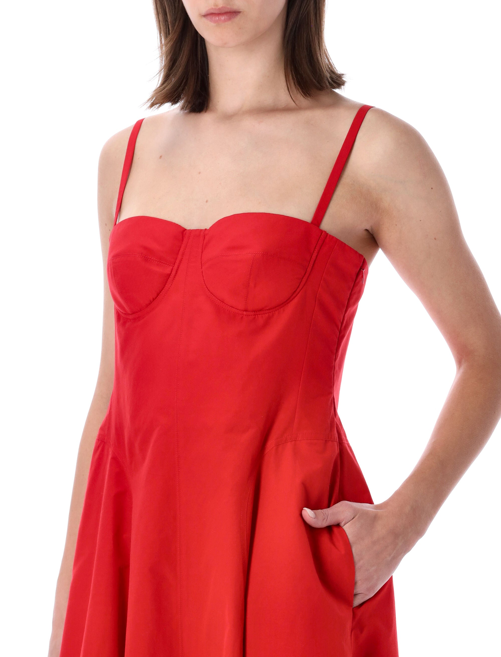 Ralph Lauren Marigot Poplin Day Dress Bright Red Cotton