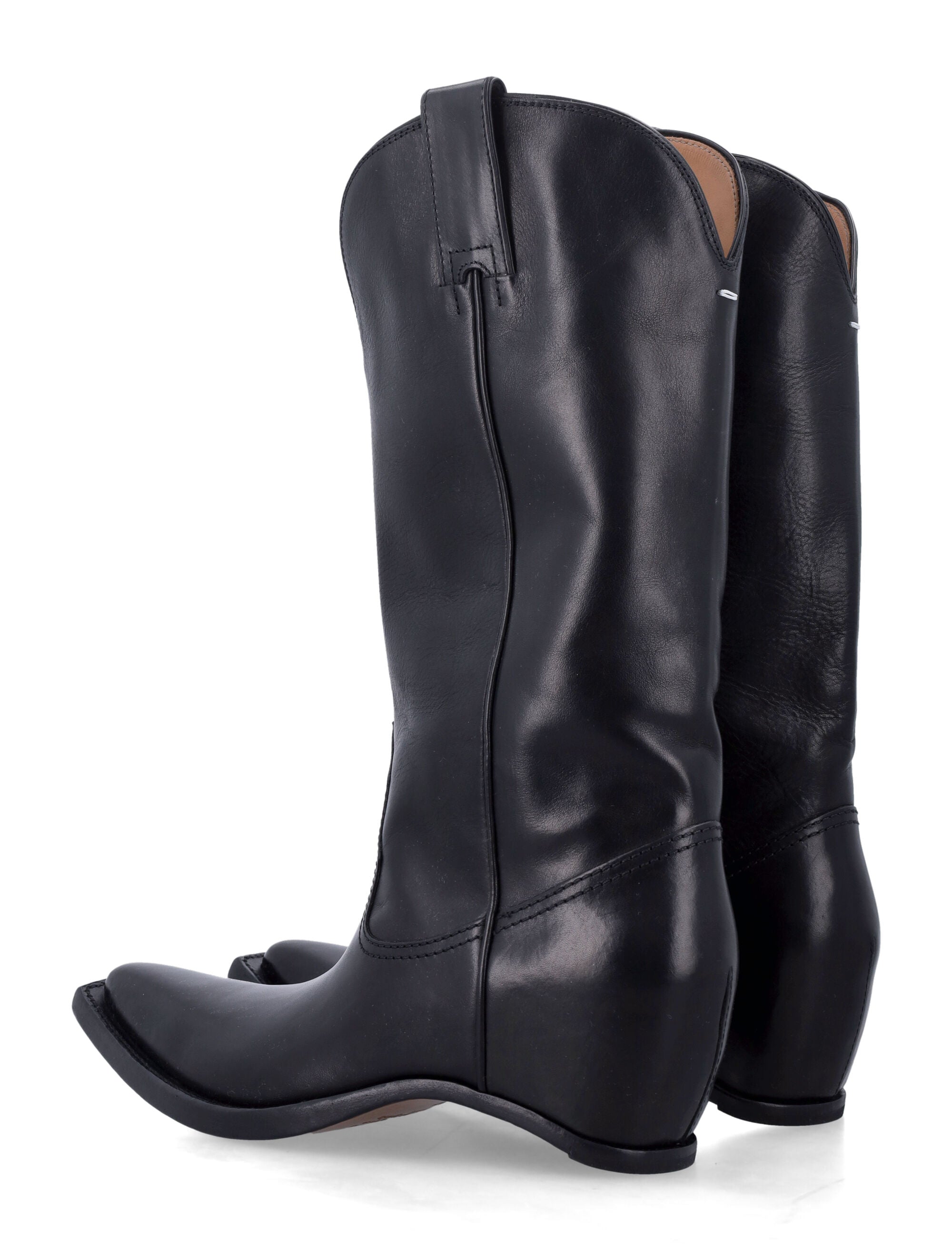 Maison Margiela heel-less Western leather boots Black Calf
