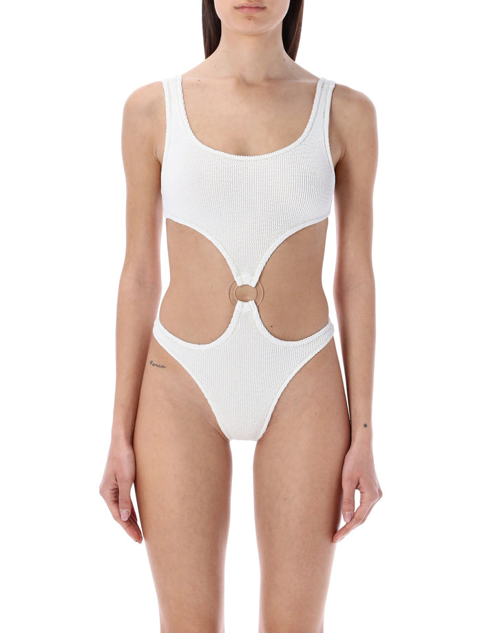 Reina Olga Augusta cut-out swimsuit White Polyamide Swimwear