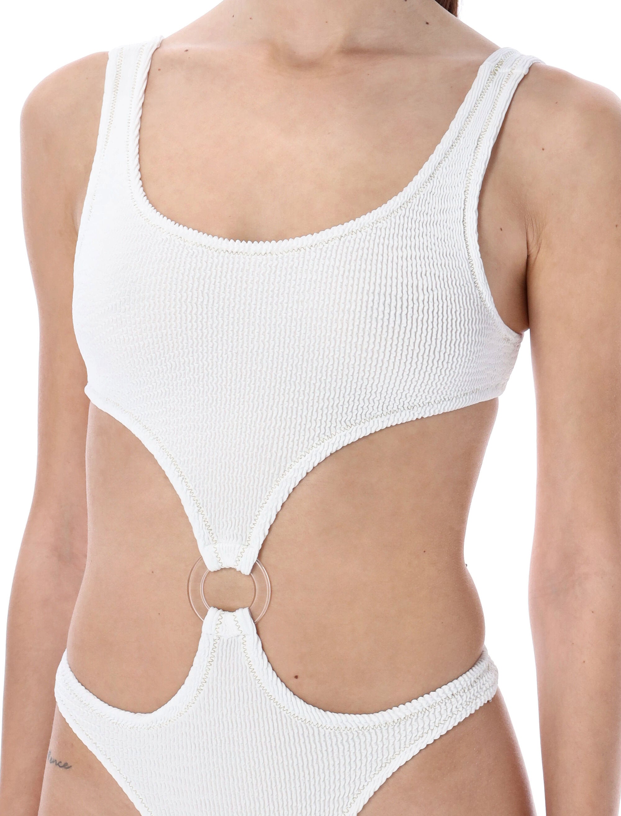 Reina Olga Augusta cut-out swimsuit White Polyamide Swimwear