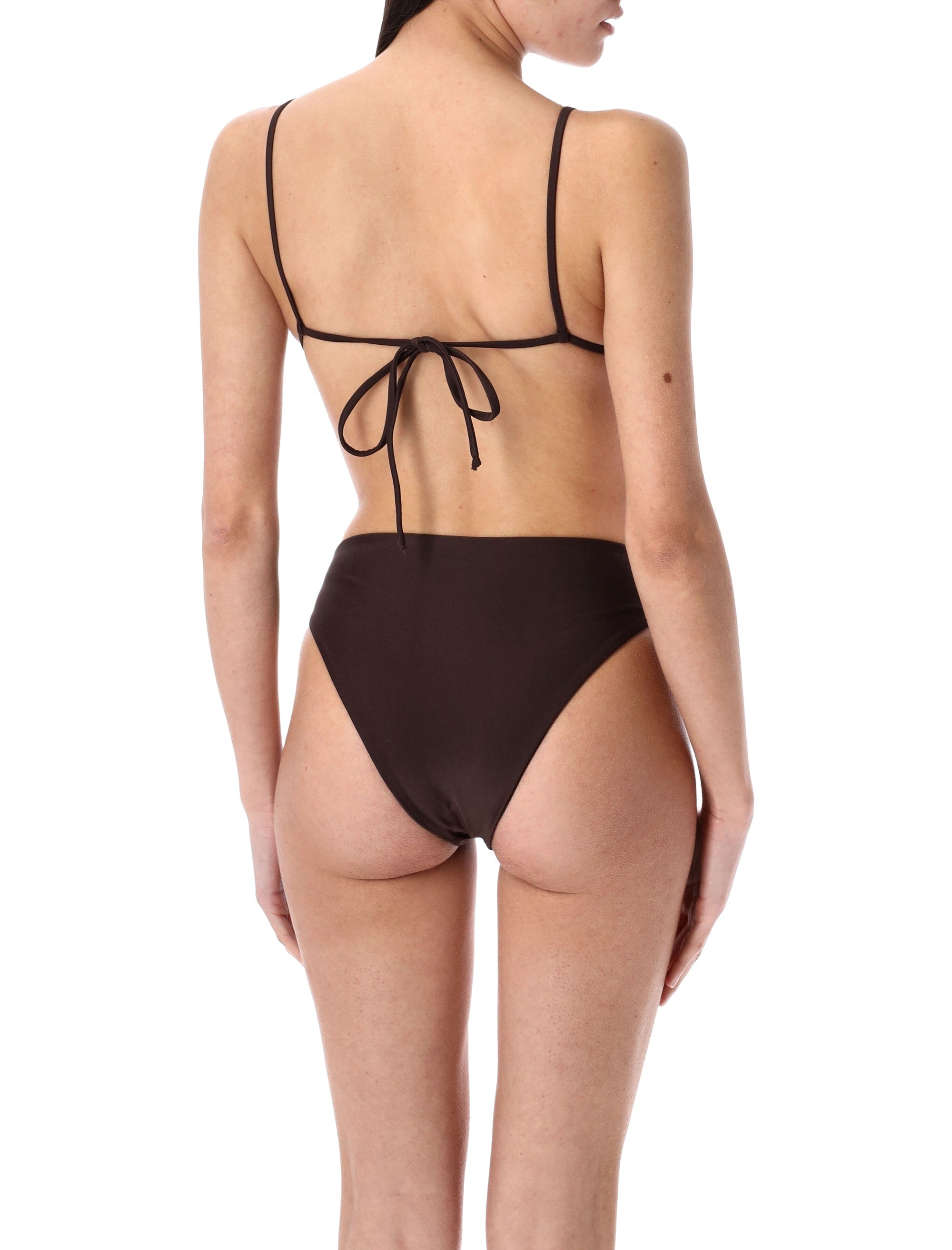 Swim by Di Riviera cut-out one-piece Chocolate Polyamide Swimwear