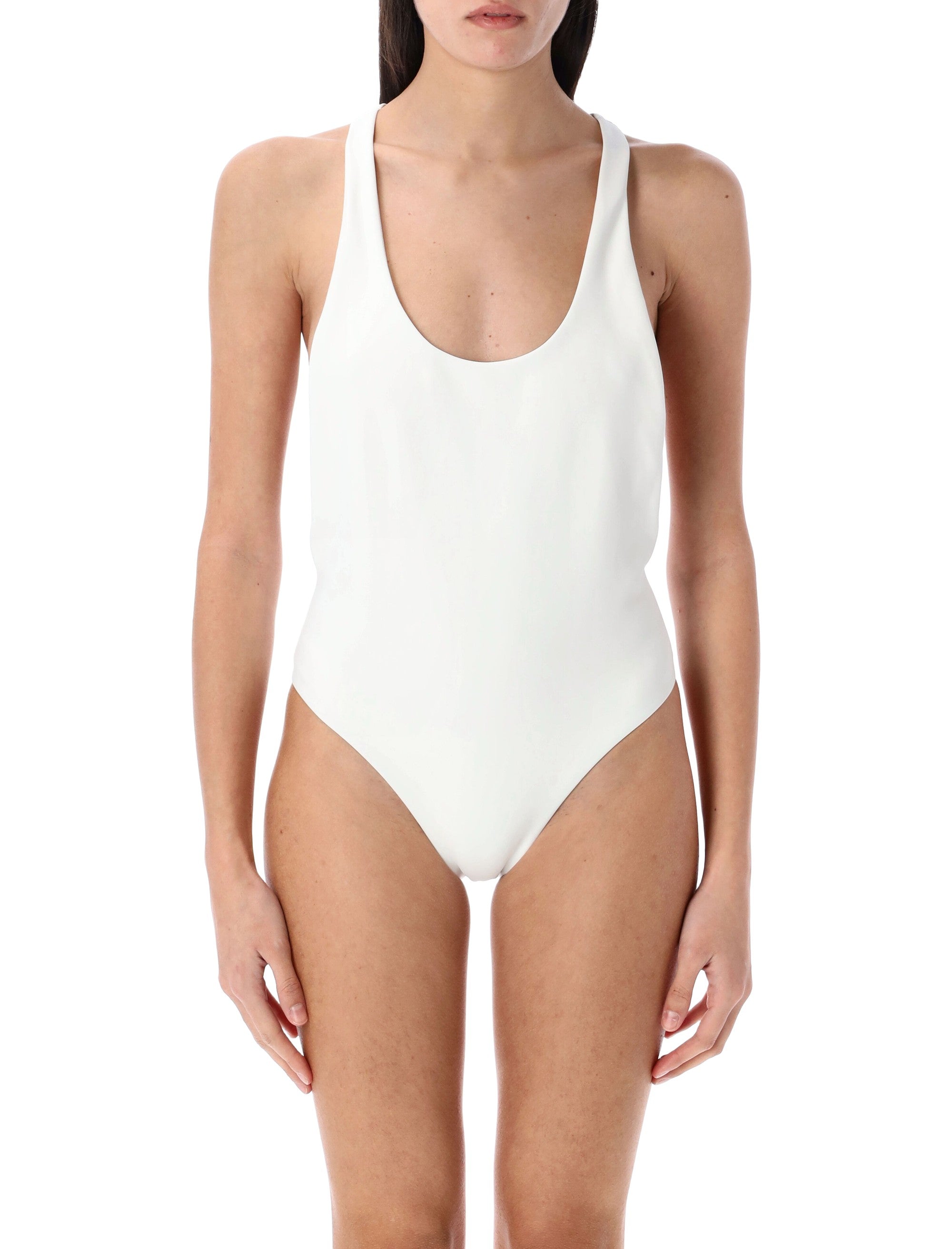 Zimmermann Everly Bow One-Piece Swimsuit Ivory White Polyamide Swimwear