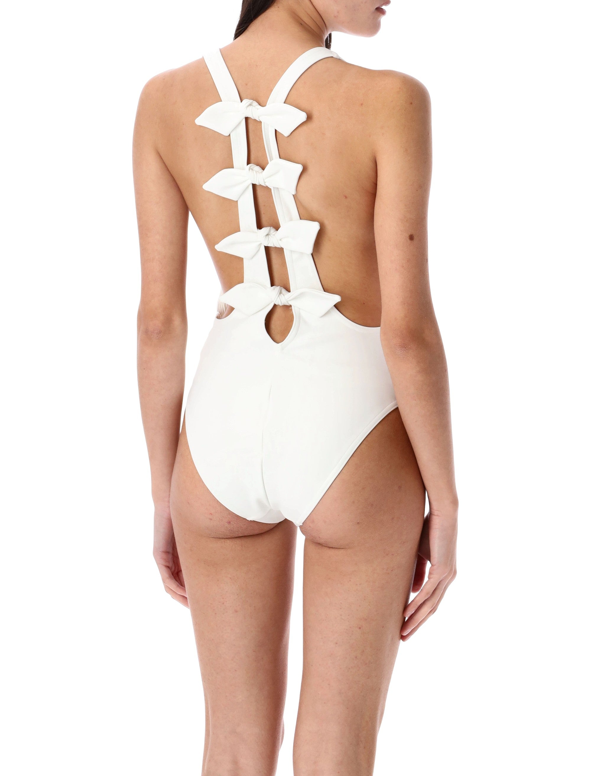 Zimmermann Everly Bow One-Piece Swimsuit Ivory White Polyamide Swimwear