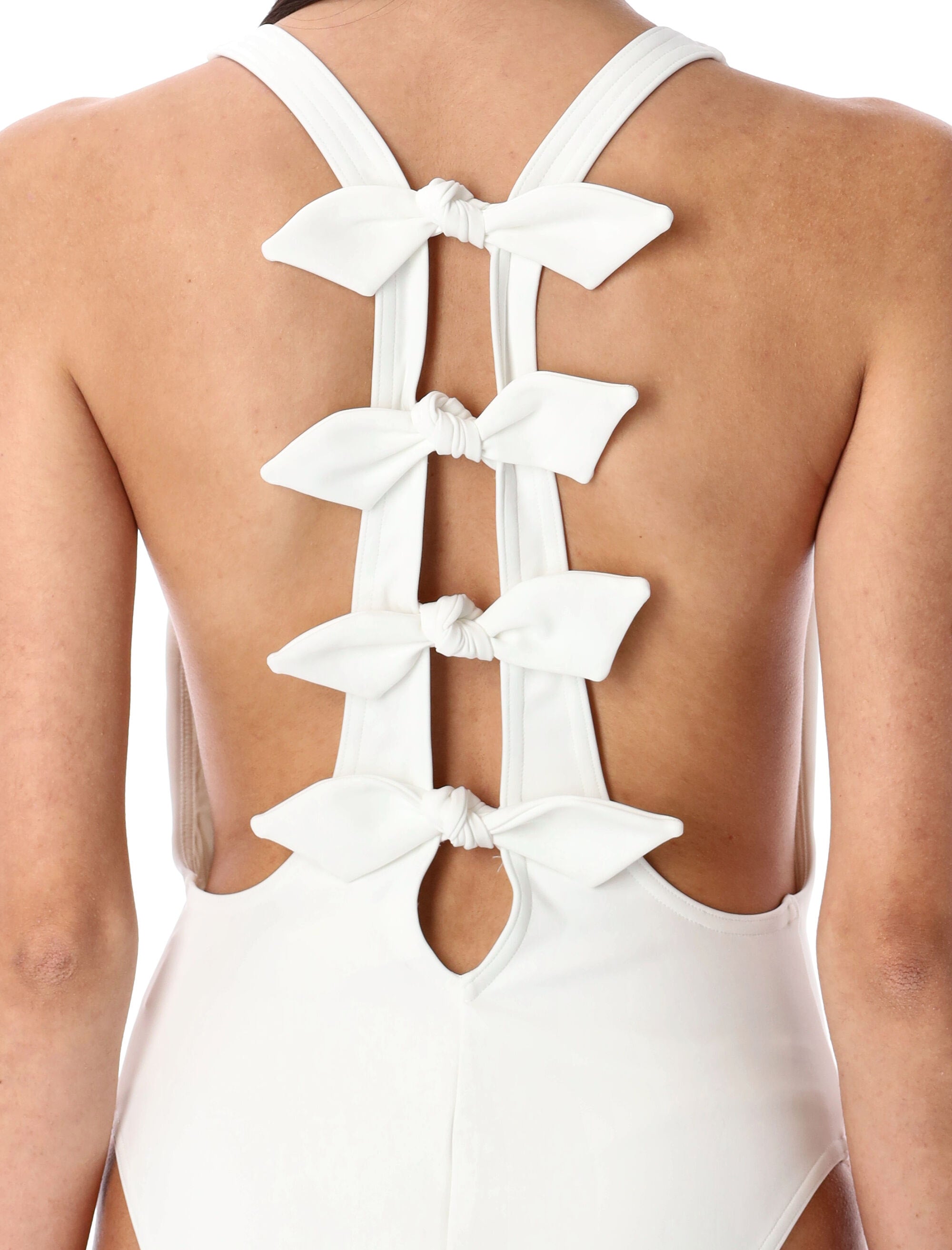 Zimmermann Everly Bow One-Piece Swimsuit Ivory White Polyamide Swimwear
