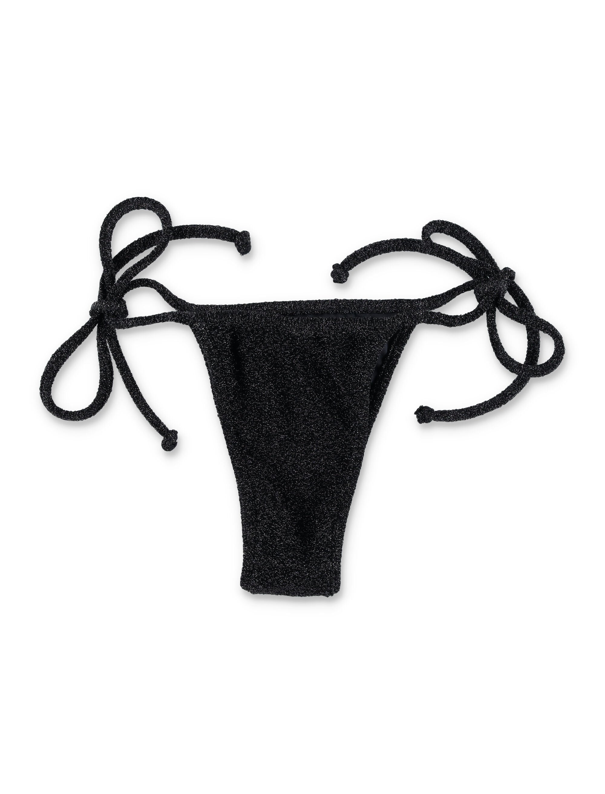 Reina Olga Carioca lurex adjustable bikini bottom Black Polyamide