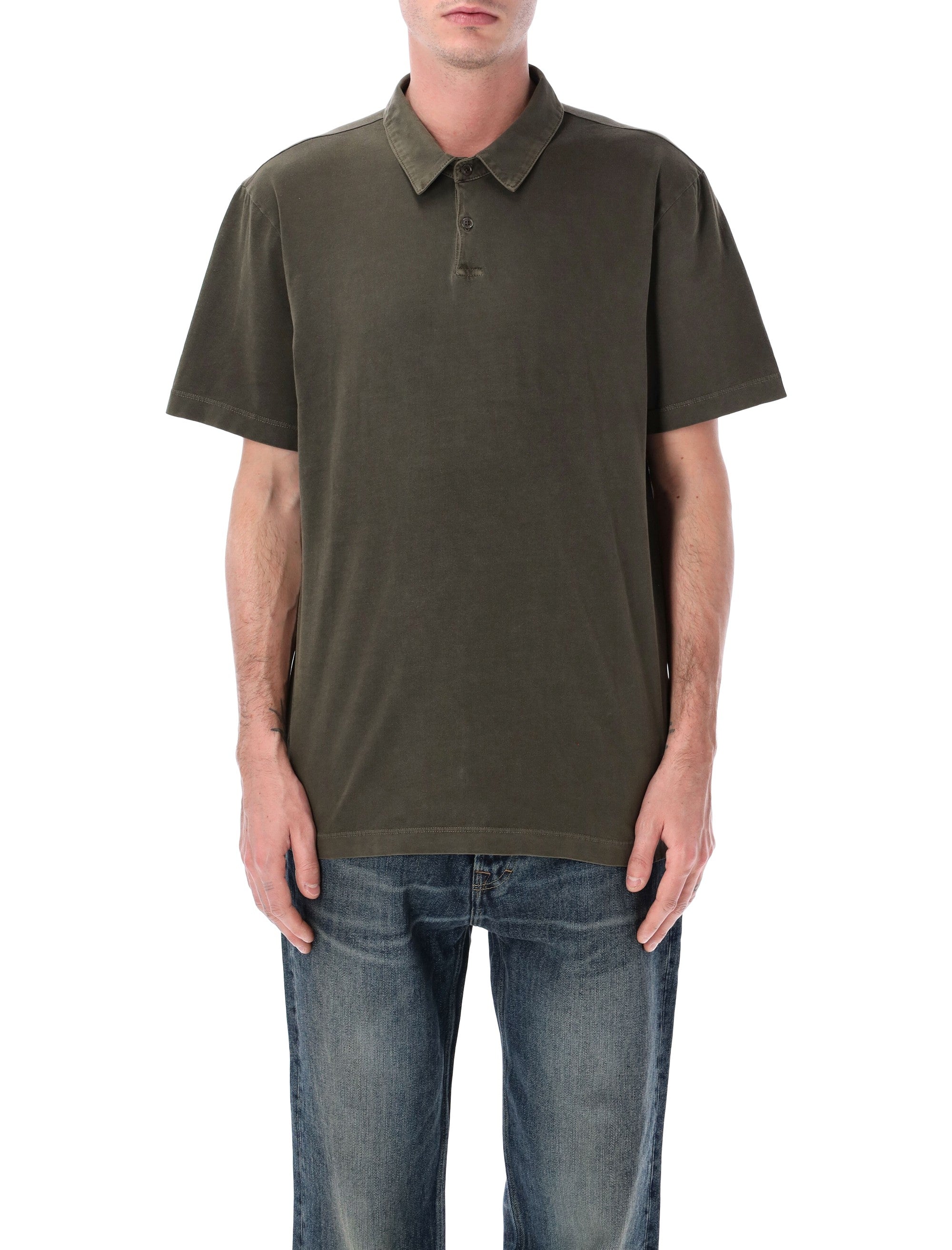 James Perse sueded cotton polo Platoon Supima Tshirt