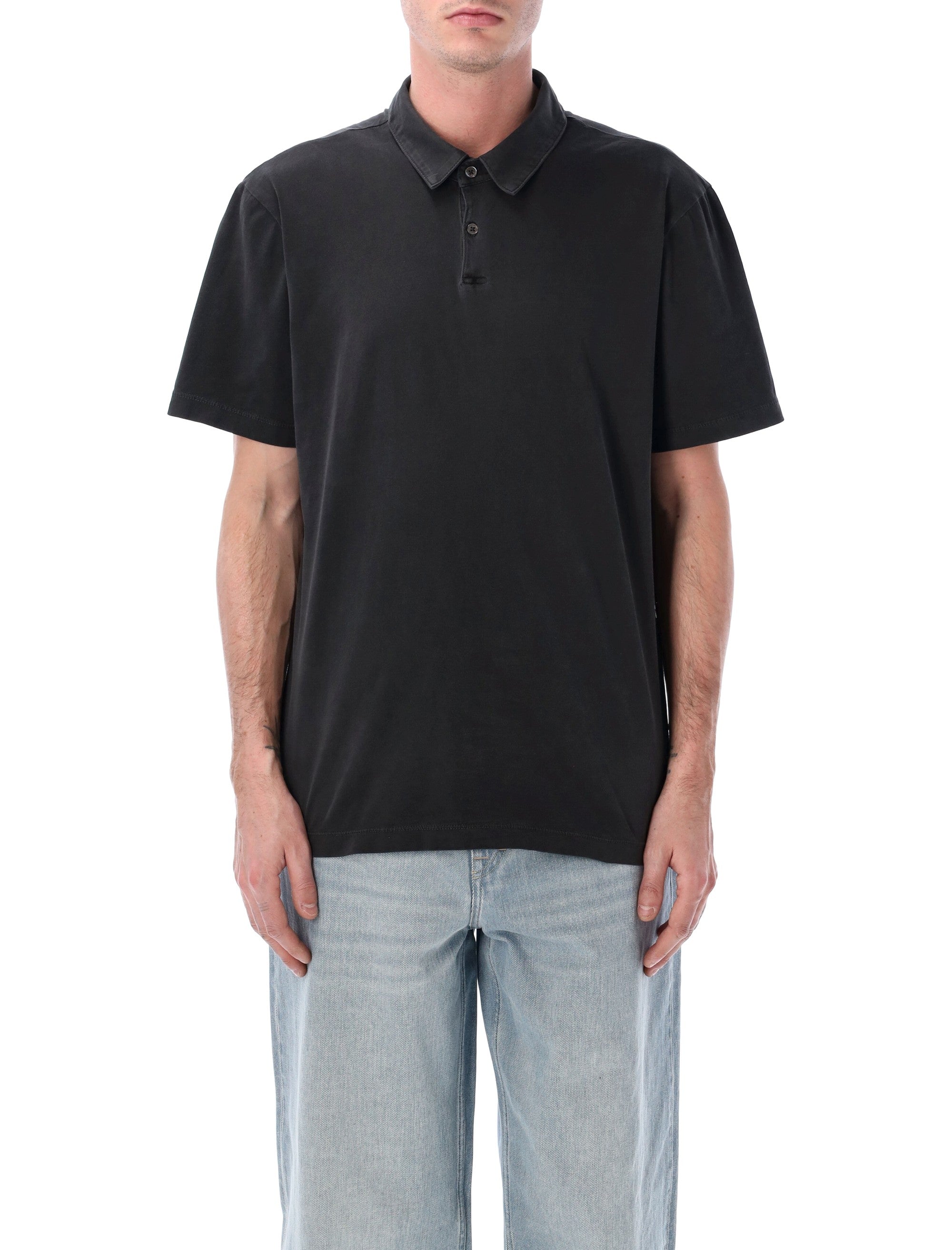 James Perse sueded cotton polo Carbon Supima Tshirt