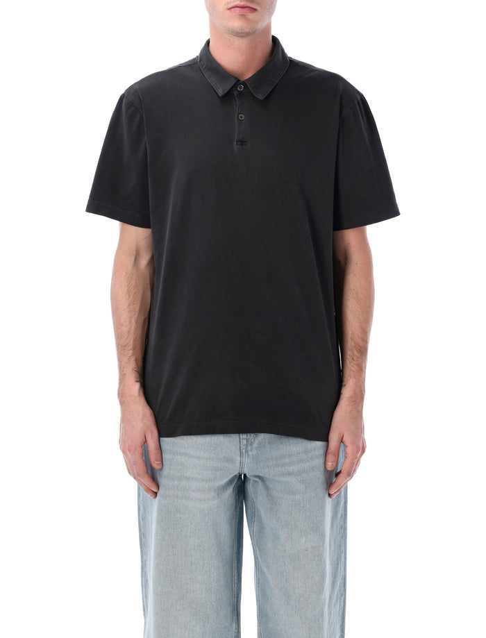 James Perse sueded cotton polo Carbon Supima Tshirt