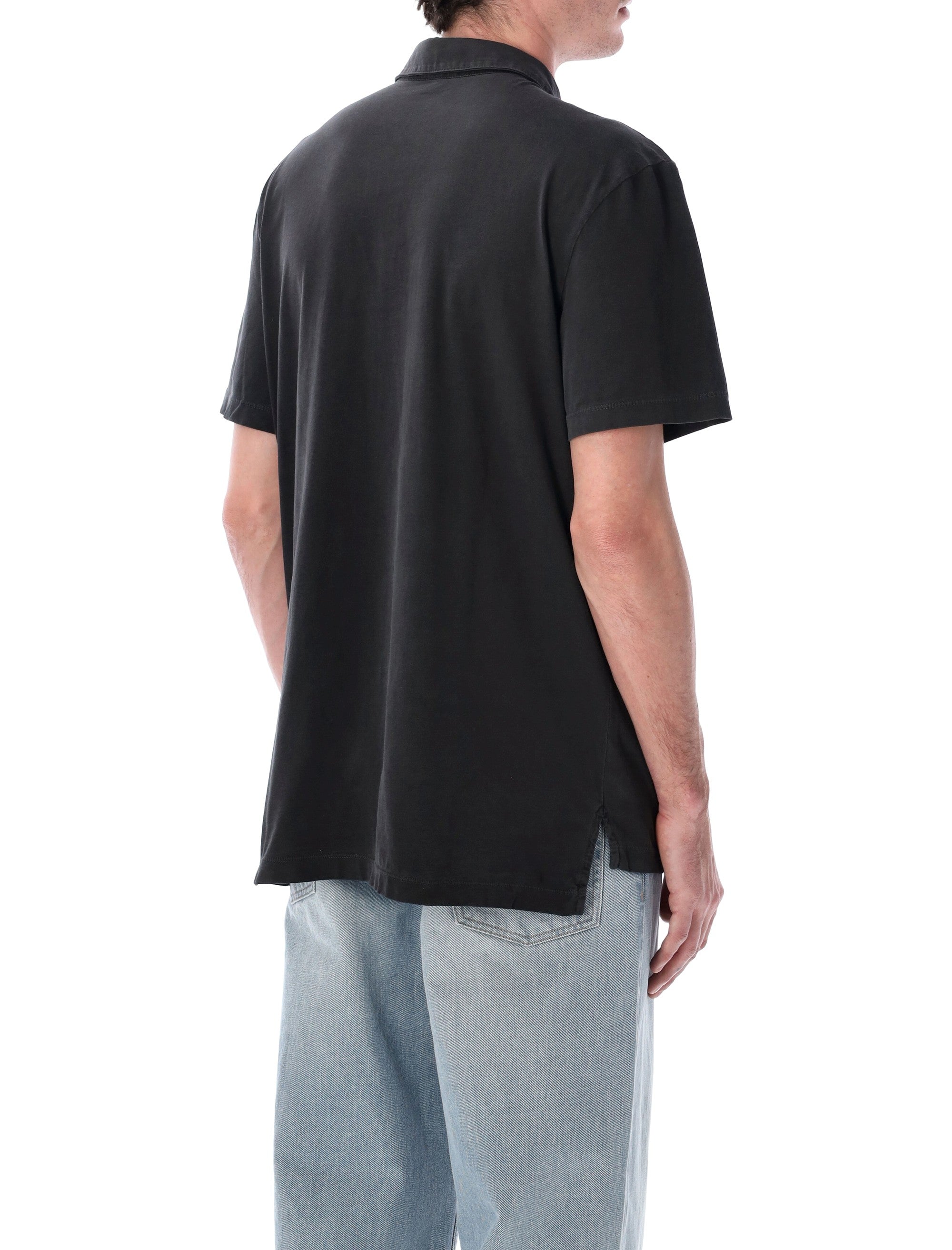 James Perse sueded cotton polo Carbon Supima Tshirt