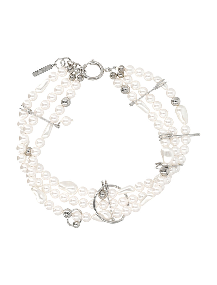 Justine Clenquet Ryder Pearl Choker Palladium Brass Necklace