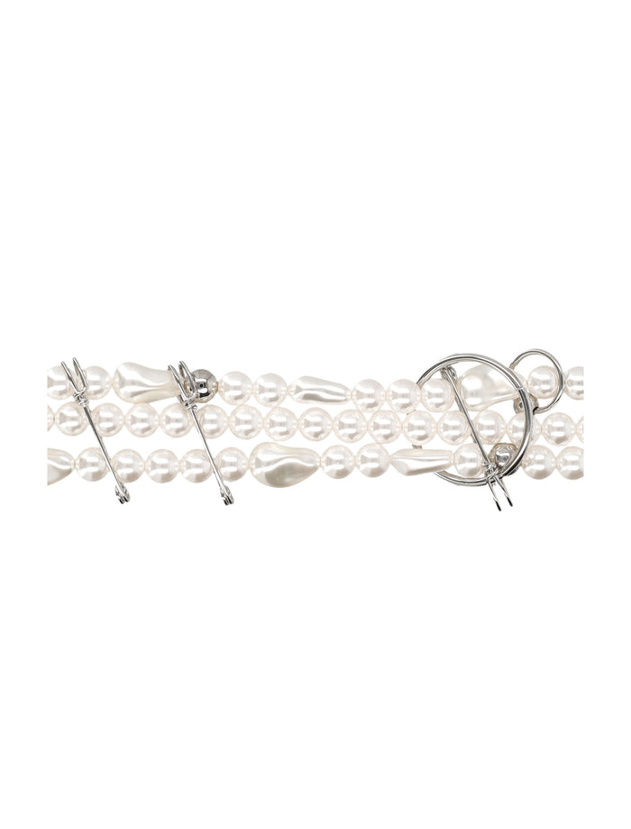 Justine Clenquet Ryder Pearl Choker Palladium Brass Necklace