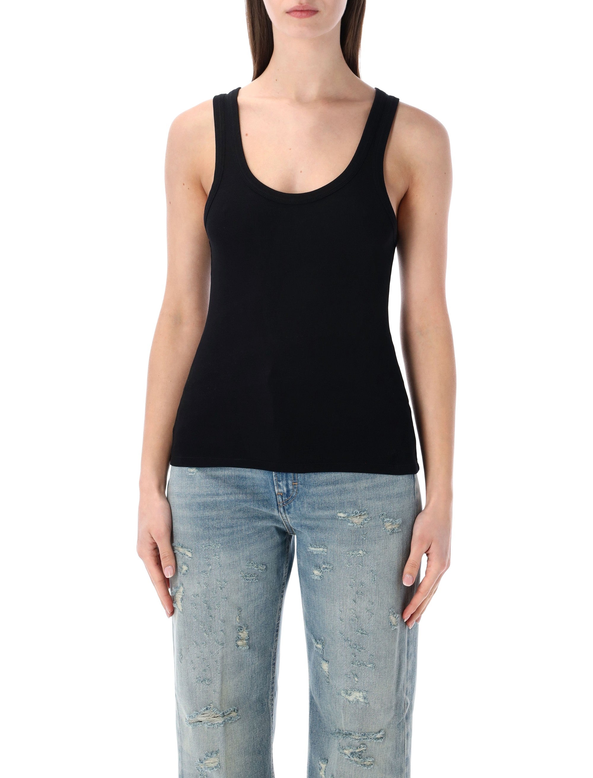Colorful Standard organic rib tank top Deep Black Cotton