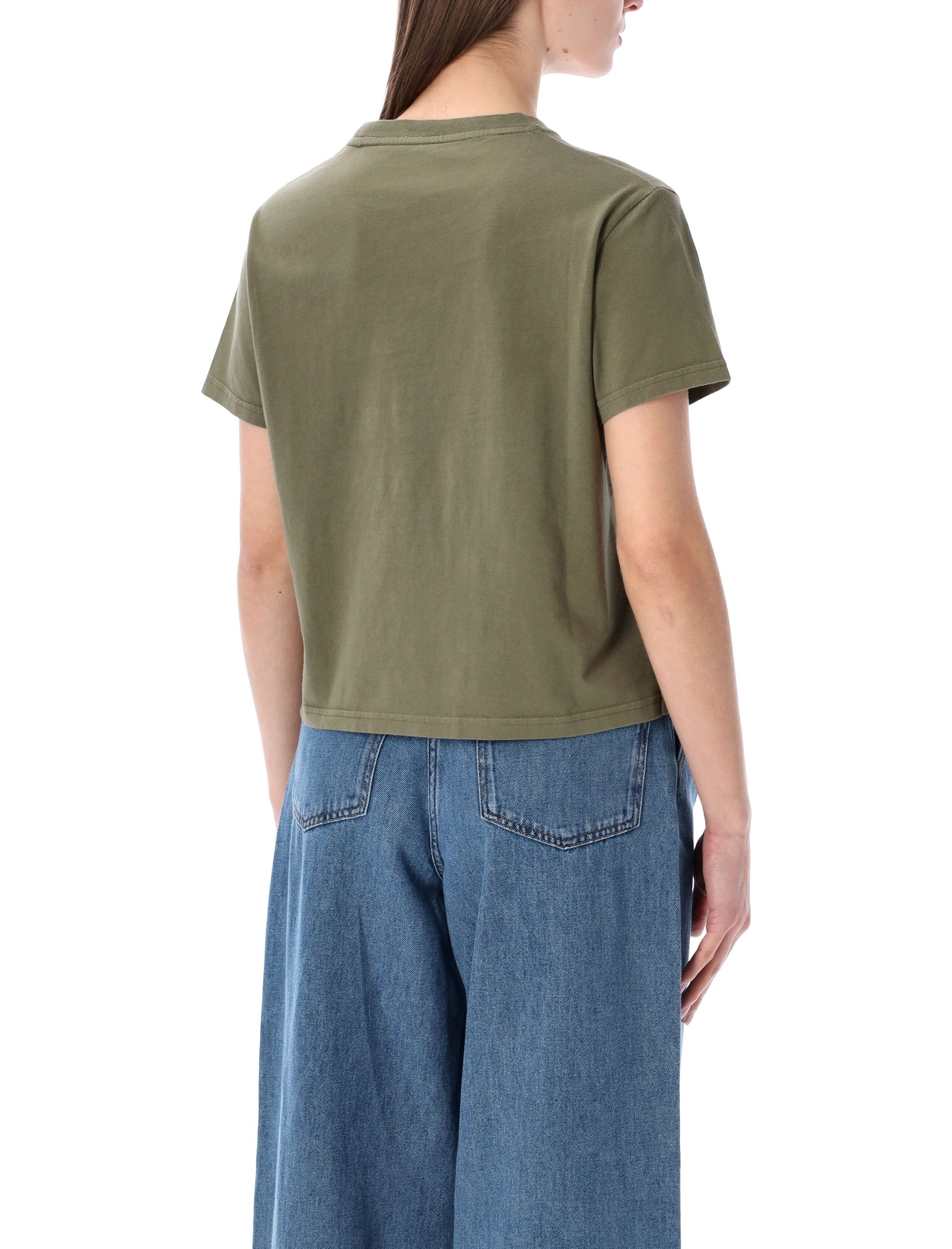 Colorful Standard organic boxy crop Tee Dusty Olive Cotton T-shirt