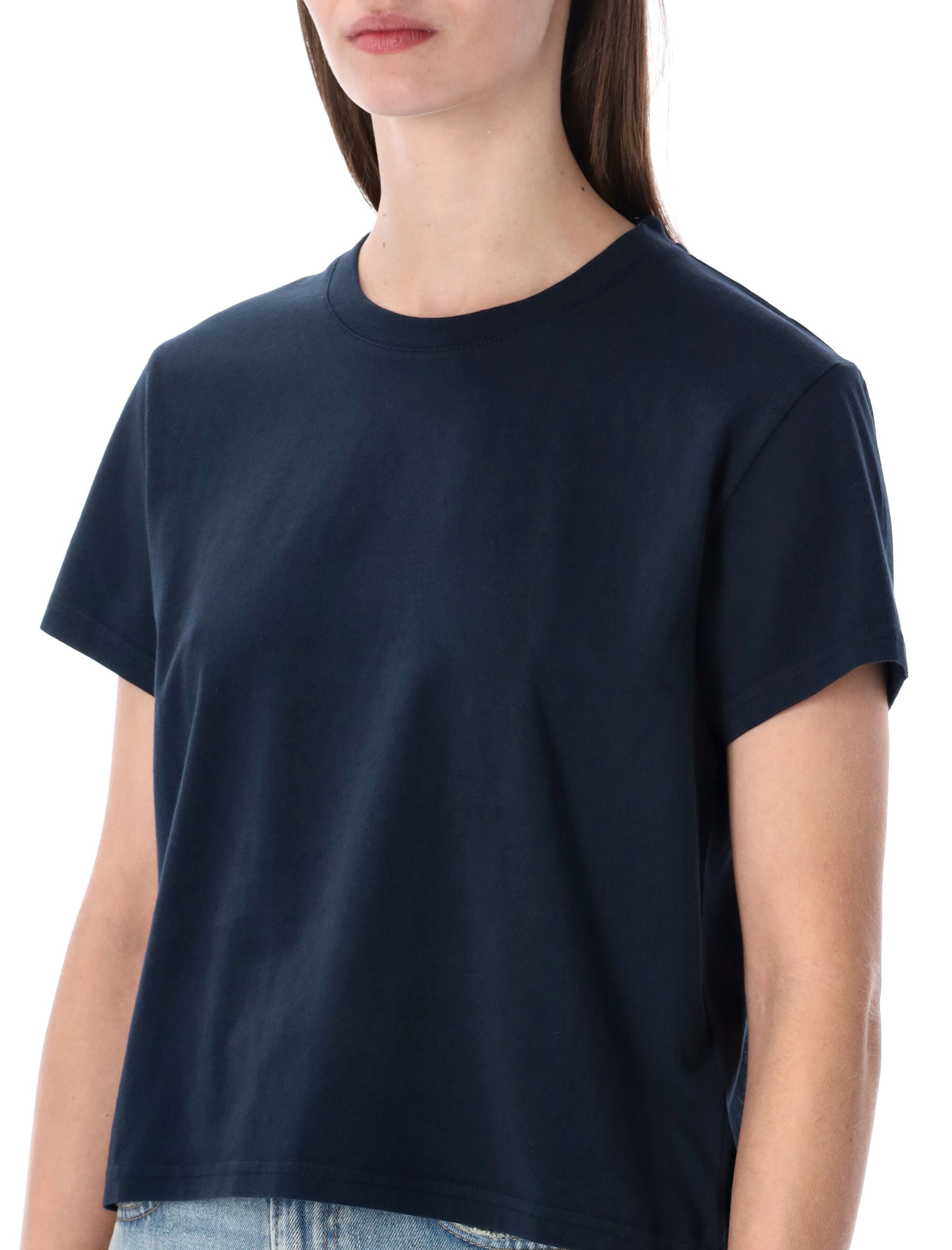 Colorful Standard organic boxy crop Tee Navy Blue Cotton T-shirt