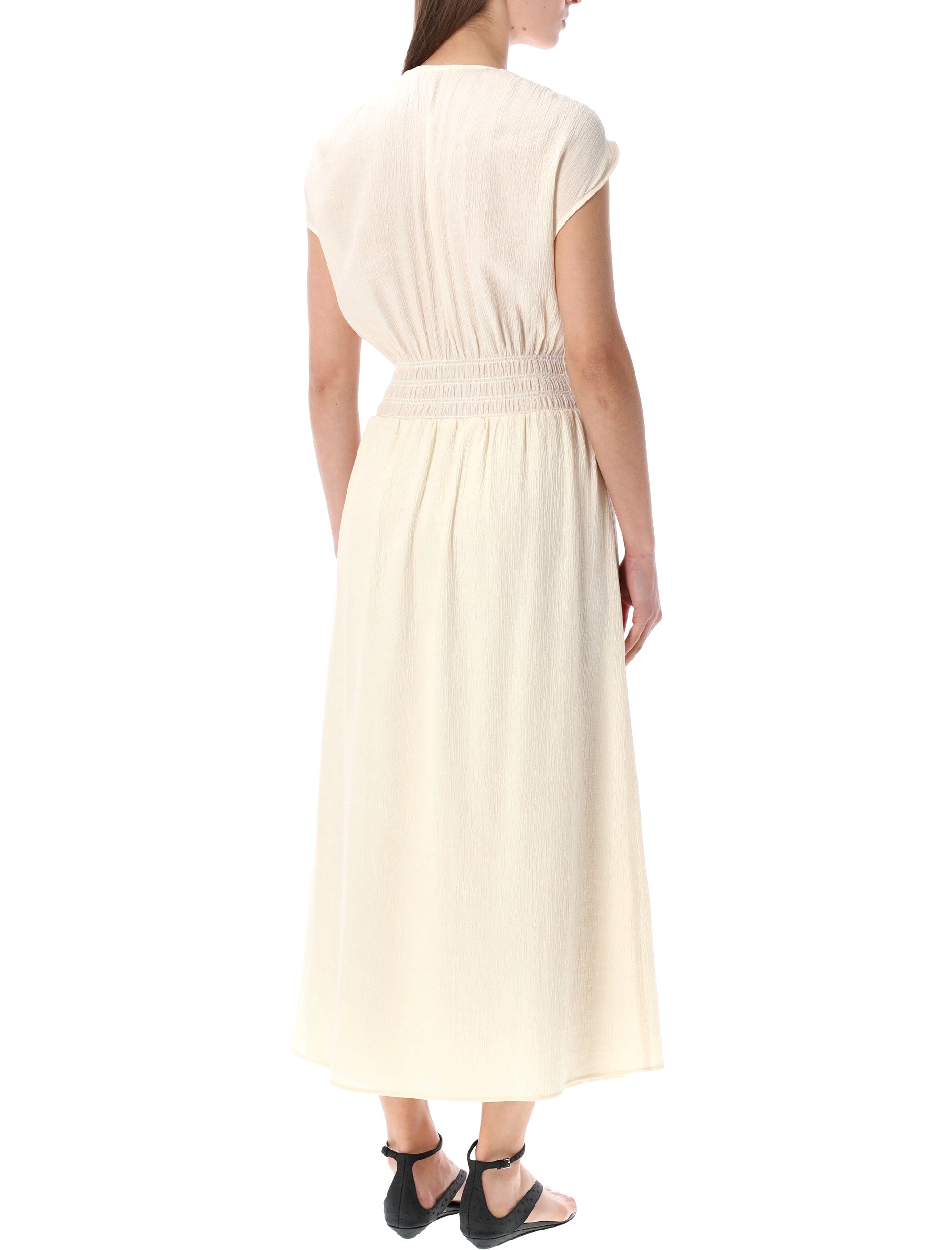 Sessùn Galiane long smocked dress Ecume Viscose