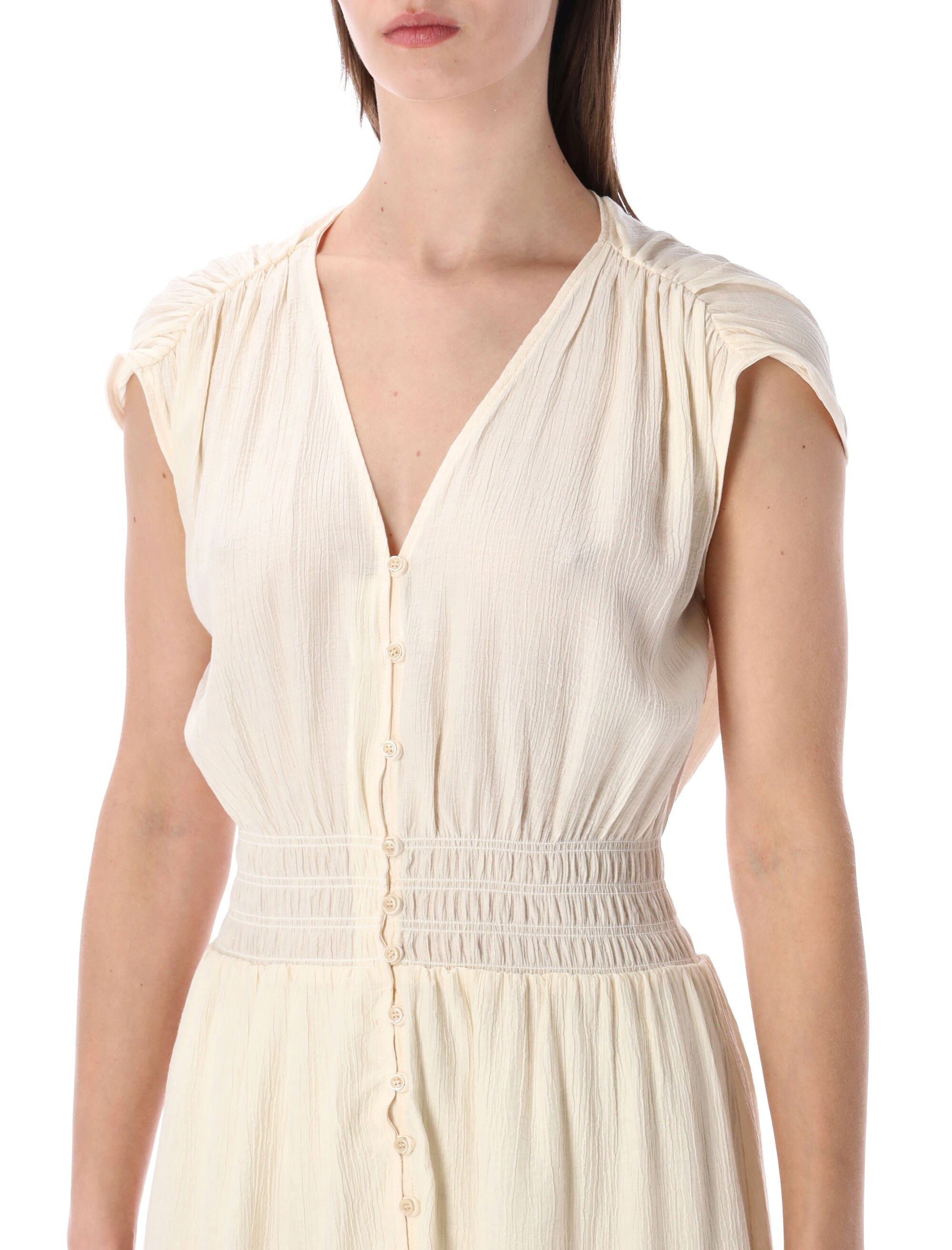 Sessùn Galiane long smocked dress Ecume Viscose
