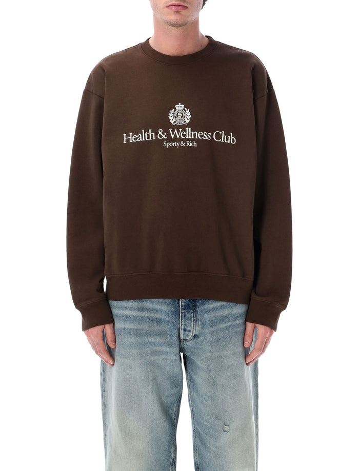 Sporty & Rich H&W Crest crewneck sweatshirt Chocolate Cotton