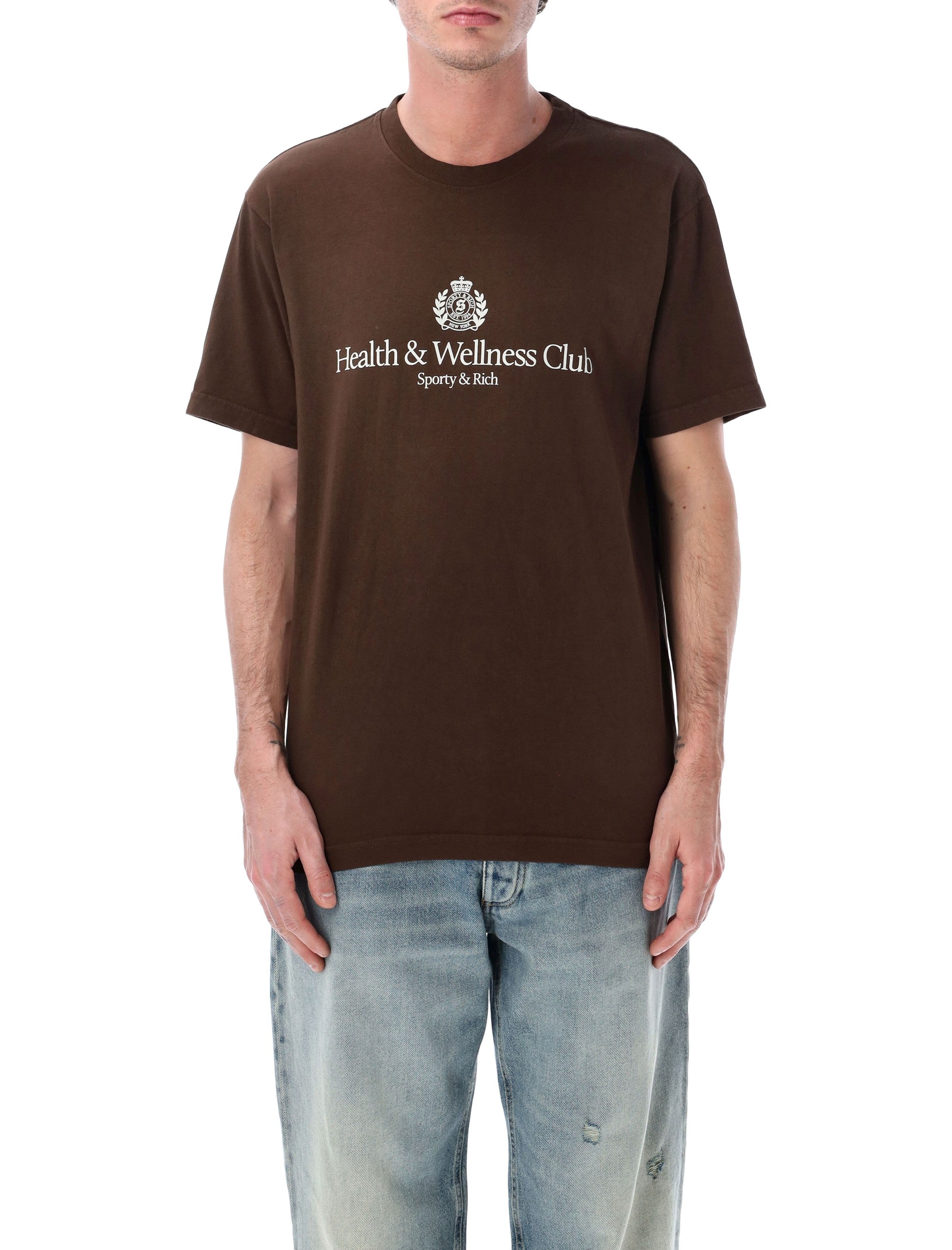 Sporty & Rich H&w Crest Cotton T-Shirt Chocolate