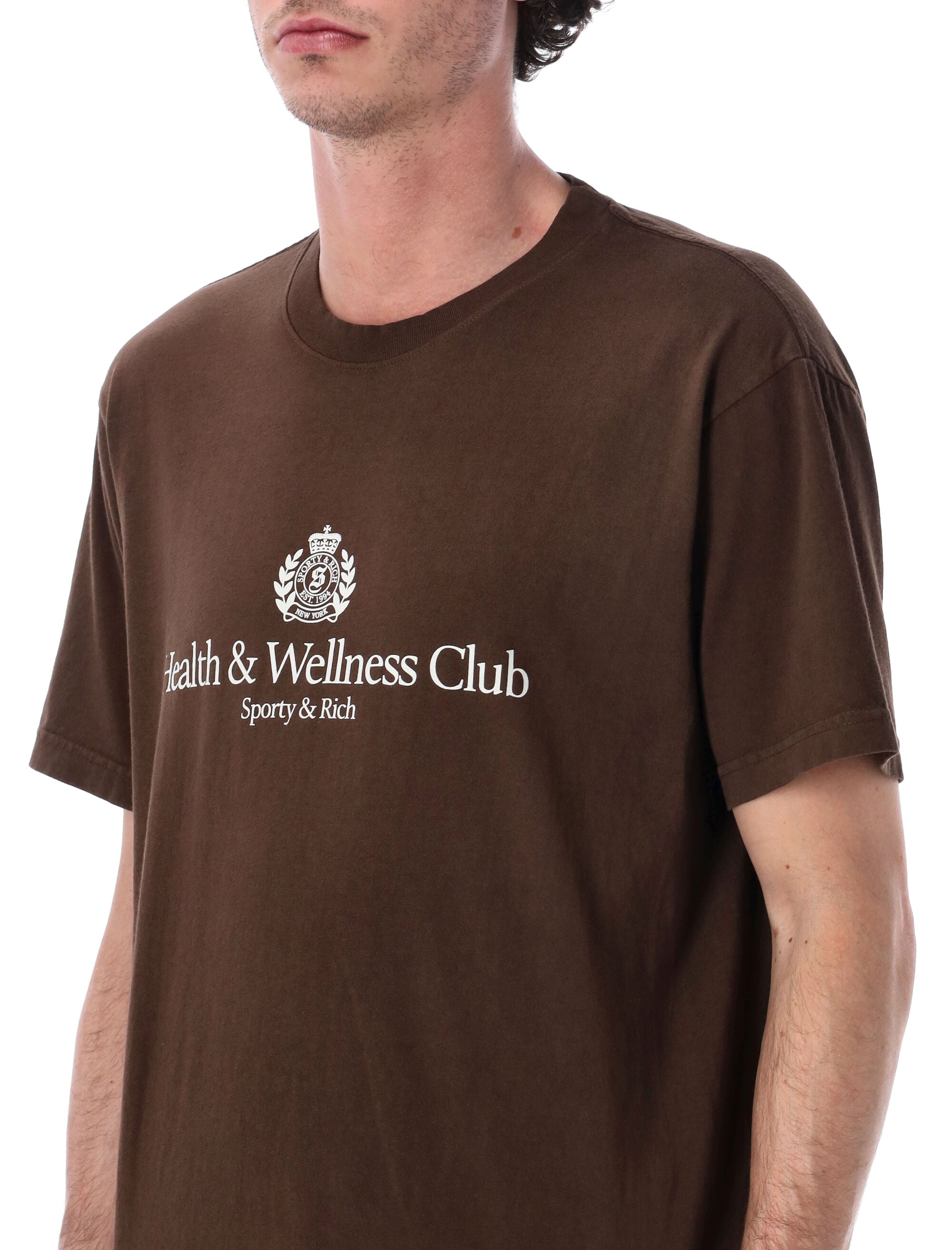 Sporty & Rich H&W Crest cotton T-shirt Chocolate