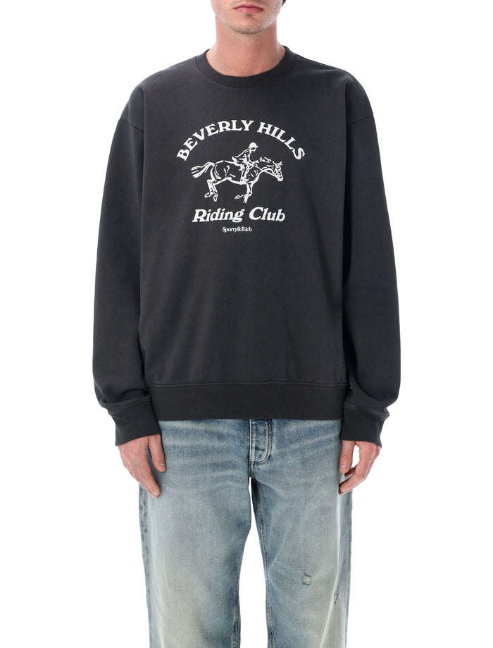 Sporty & Rich BH Riding Club crewneck Faded Black Cotton Sweatshirt