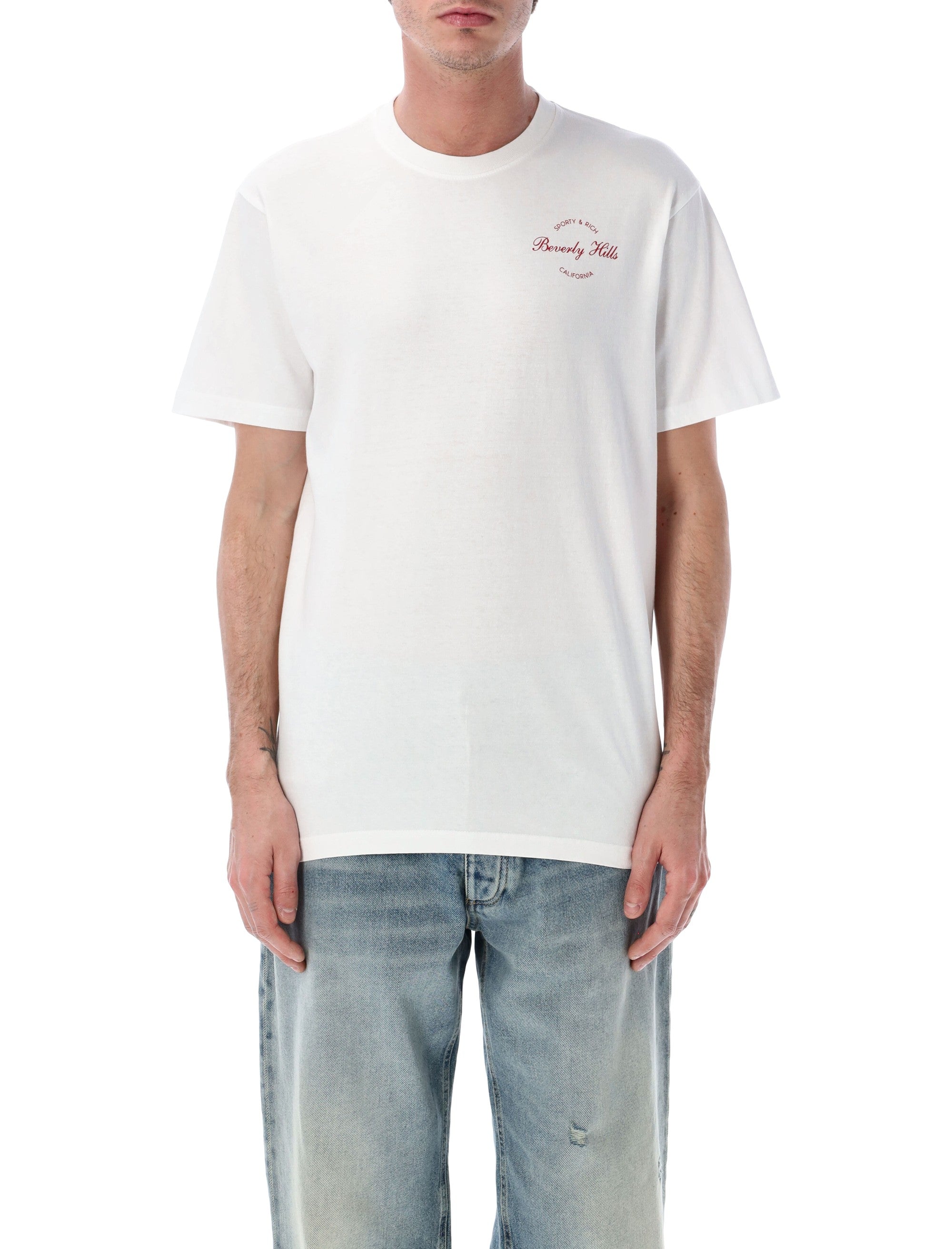 Sporty & Rich Beverly script cotton T-shirt White
