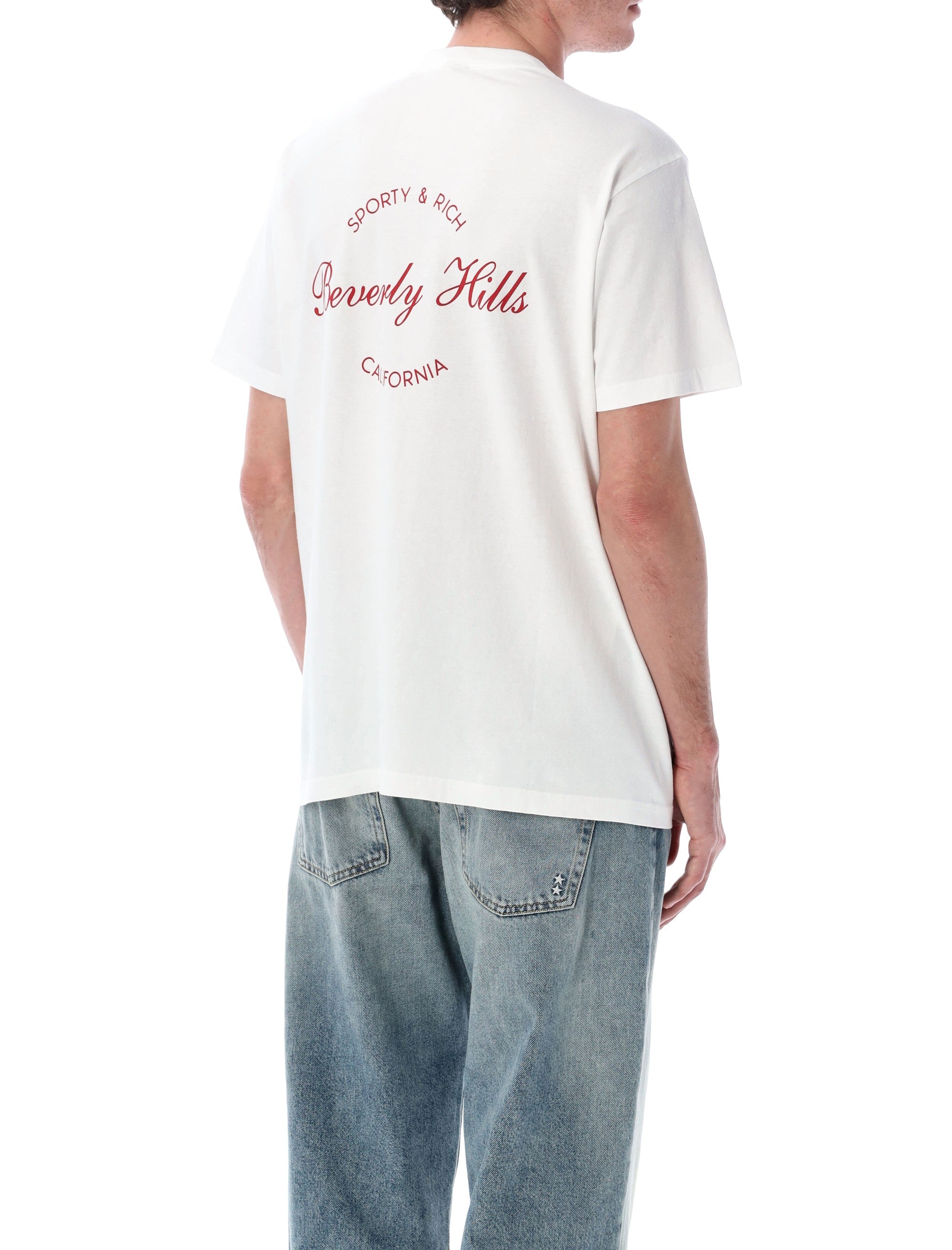 Sporty & Rich Beverly script cotton T-shirt White