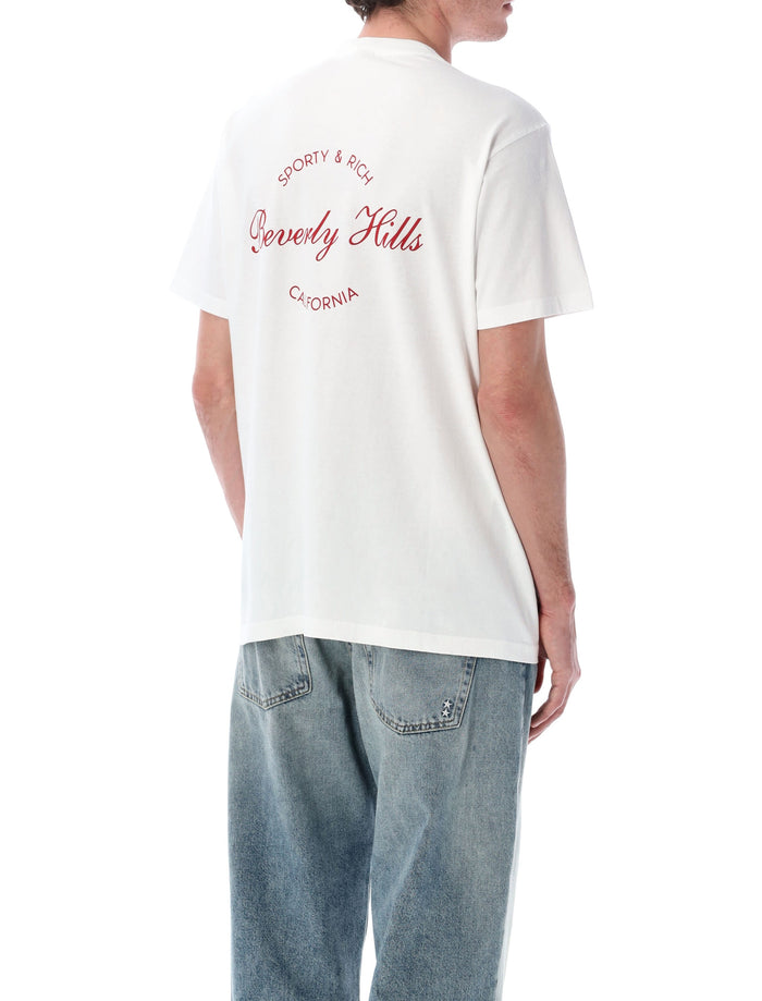 Sporty & Rich Beverly script cotton T-shirt White