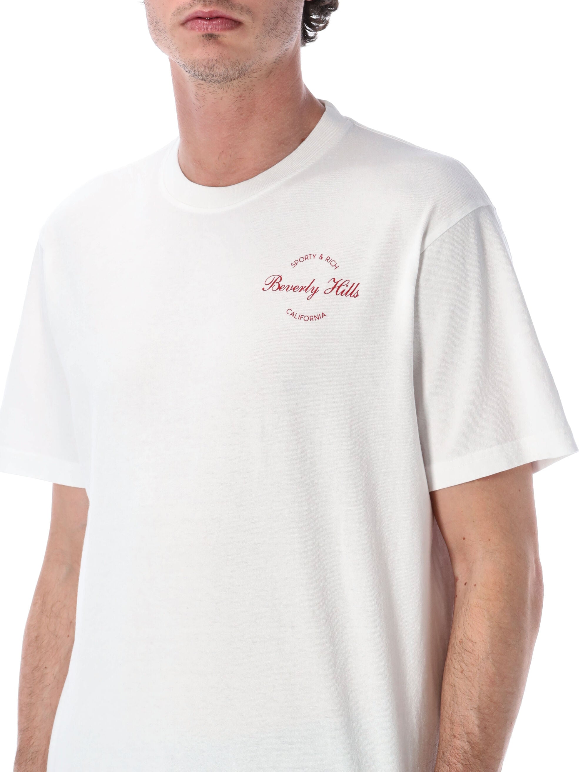 Sporty & Rich Beverly script cotton T-shirt White