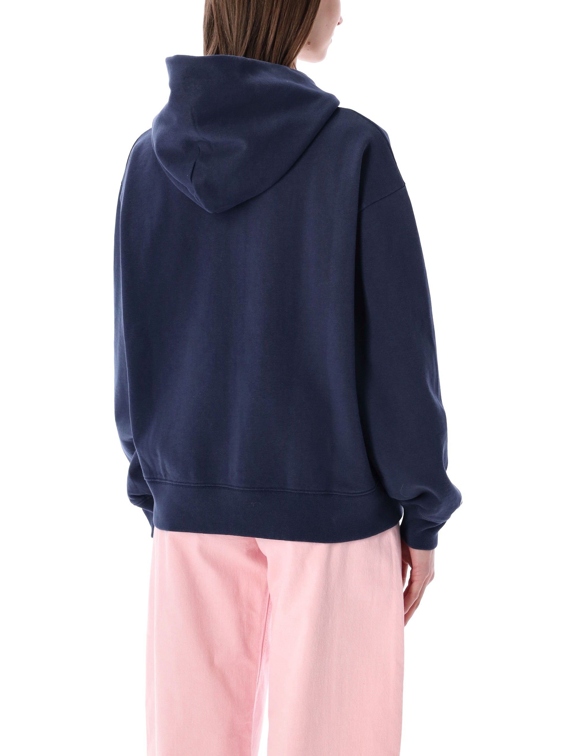 Sporty & Rich Blue Heritage Yankees Zip Hoodie Dark Navy Cotton Sweatshirt