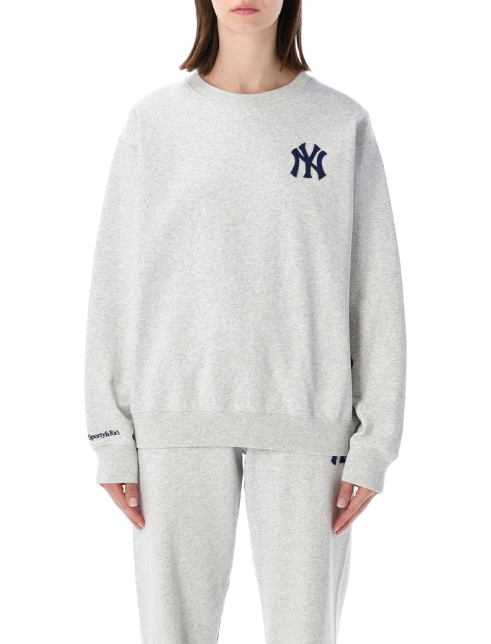 Sporty & Rich Grey Heritage Yankees Crewneck Sweatshirt Heater Cotton