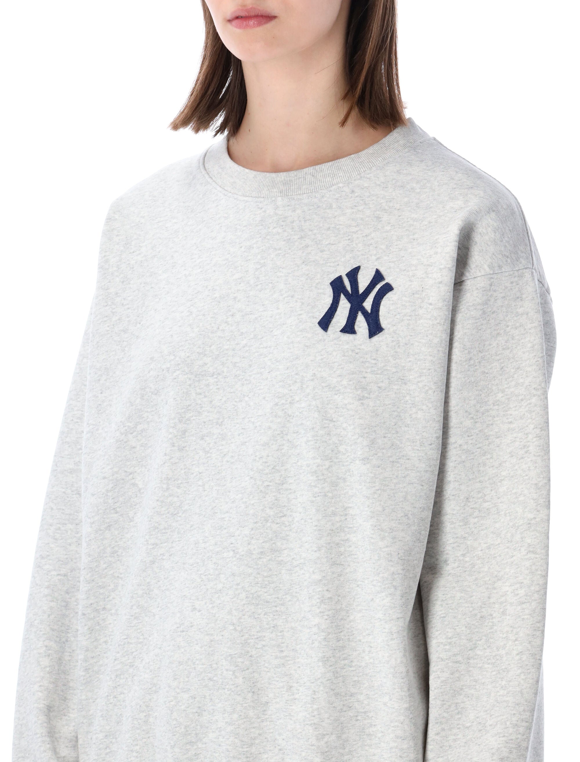 Sporty & Rich Grey Heritage Yankees Crewneck Sweatshirt Heater Cotton