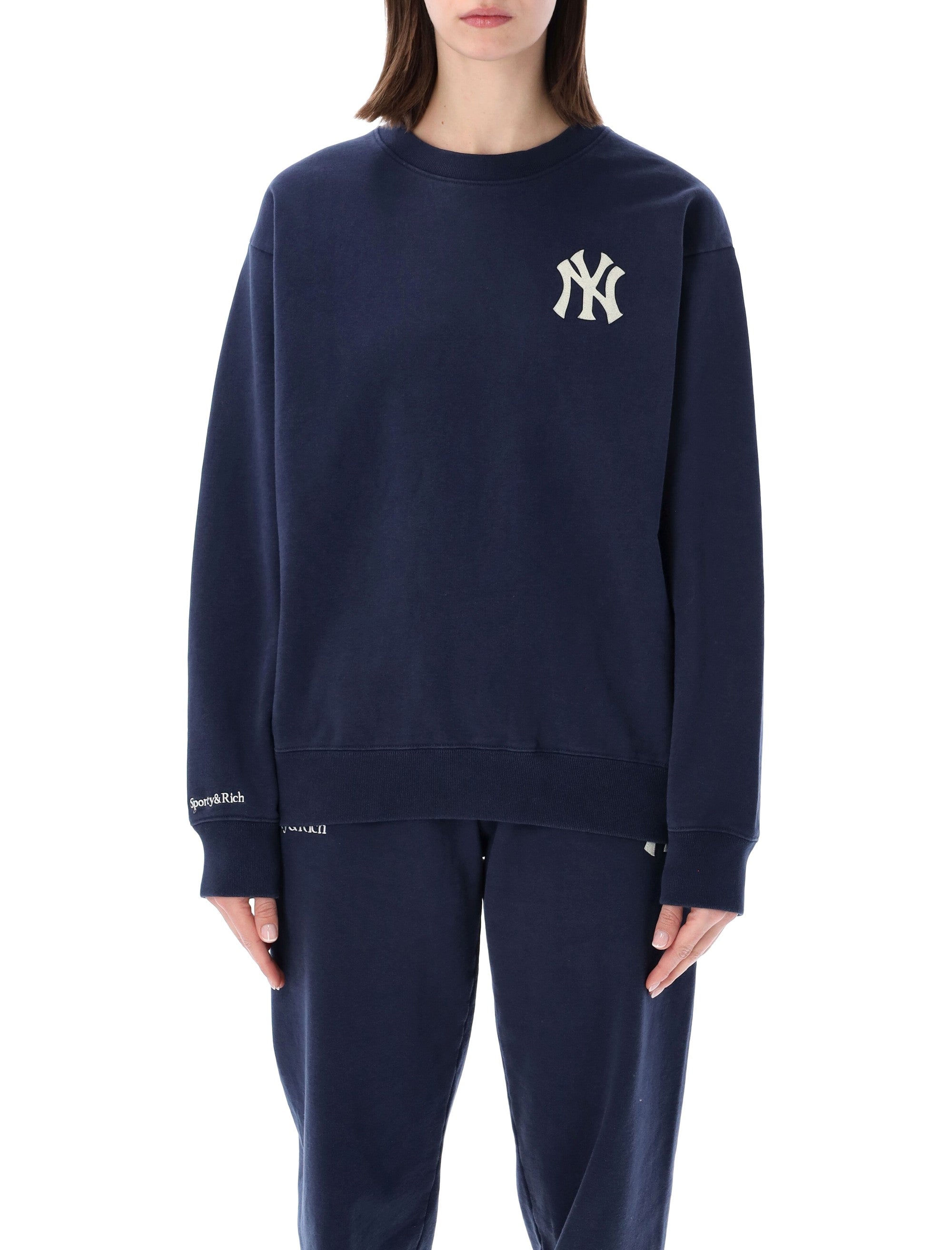 Sporty & Rich blue Heritage Yankees crewneck sweatshirt Dark Navy Cotton