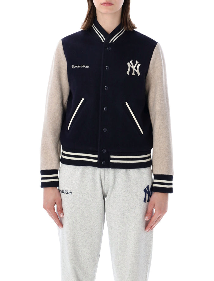 Sporty & Rich Yankees curve wool Varsity jacket Dark Navy