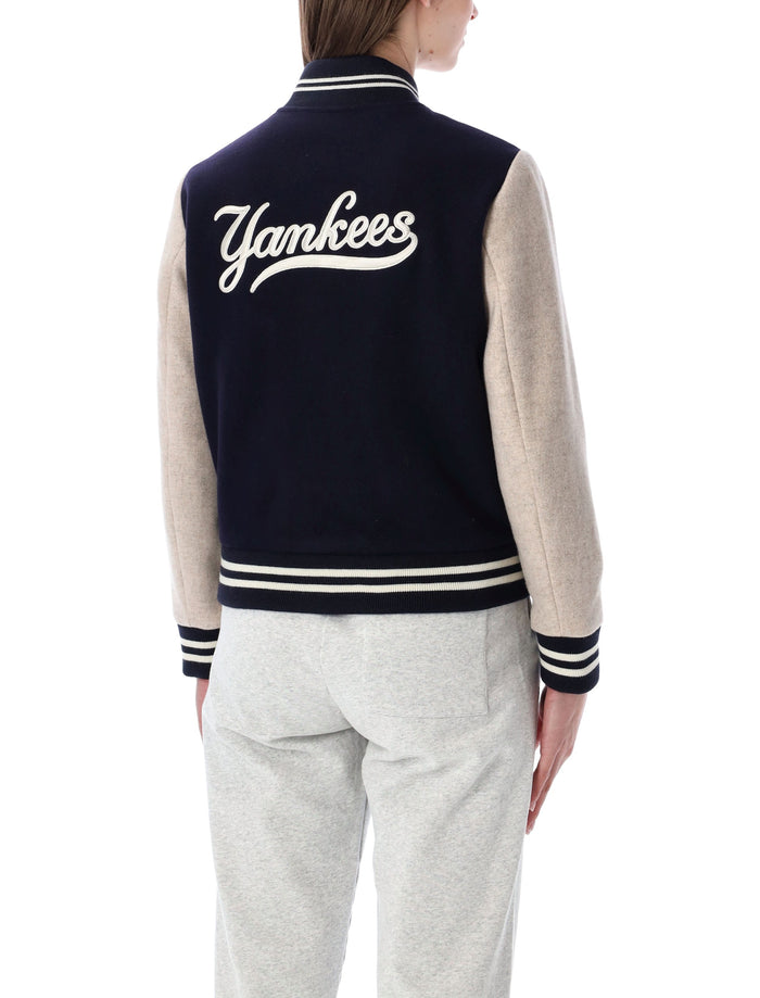 Sporty & Rich Yankees curve wool Varsity jacket Dark Navy