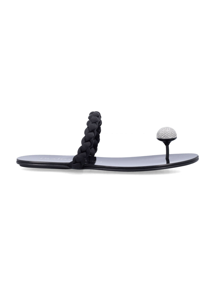 Pedro García Pipa Cabochon Thong Sandals Black/silver Viscose