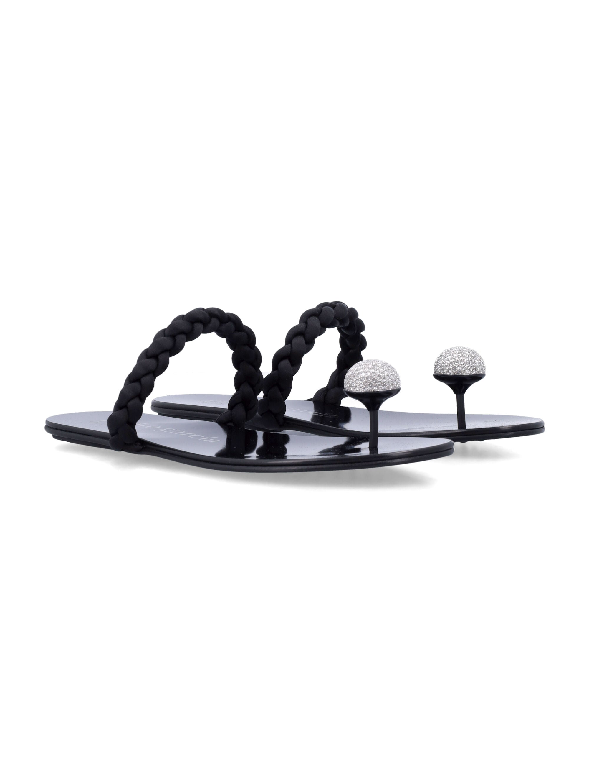 Pedro García Pipa Cabochon Thong Sandals Black/silver Viscose