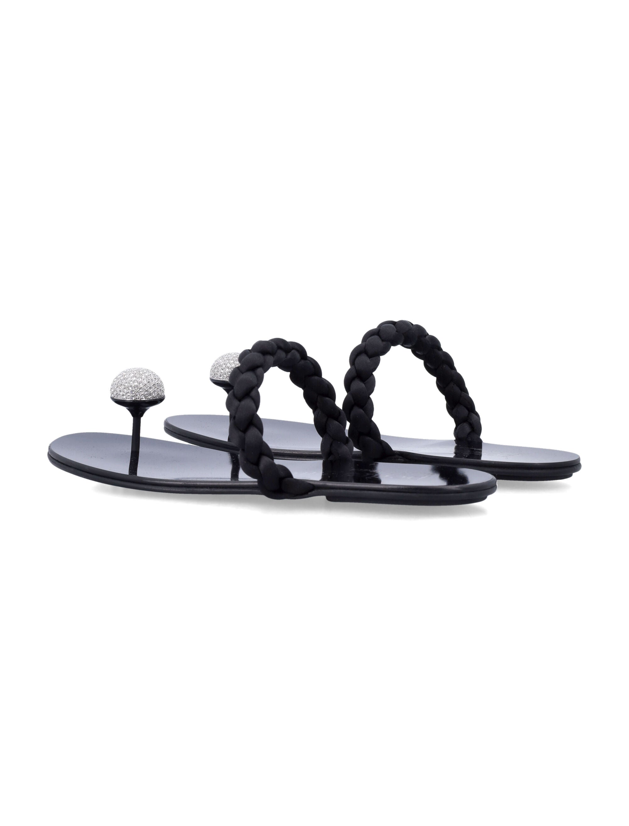 Pedro García Pipa Cabochon Thong Sandals Black/silver Viscose