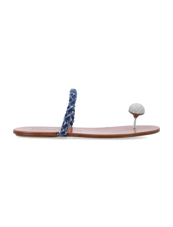 Pedro García Pipa Pavé Cabochon Denim Sandals Denim/crystal Upper