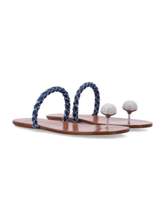 Pedro García Pipa Pavé Cabochon Denim Sandals Denim/crystal Upper
