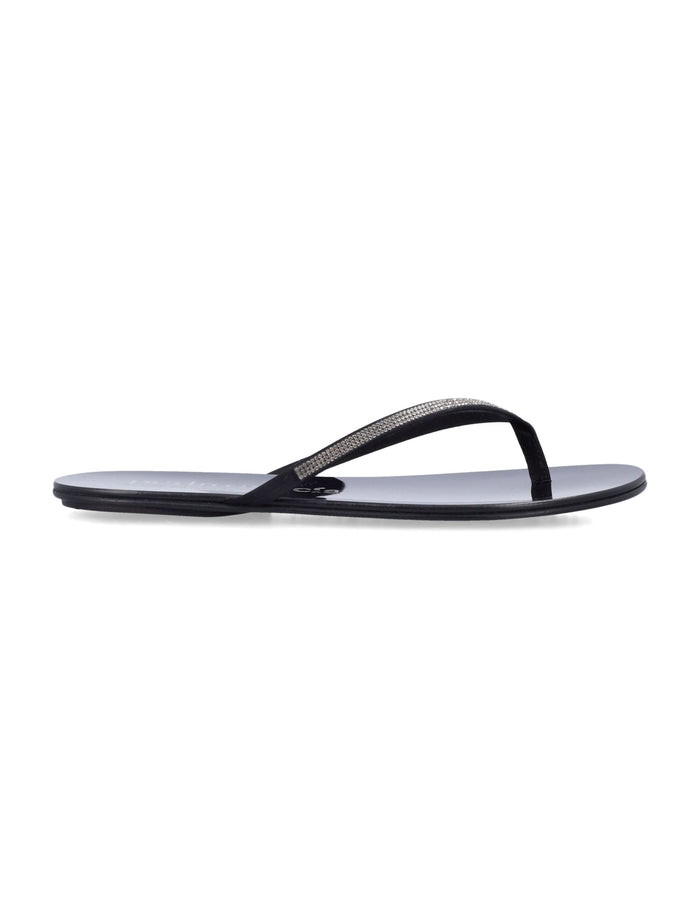 Pedro García Prune satin crystal sandals Black/greige Viscose