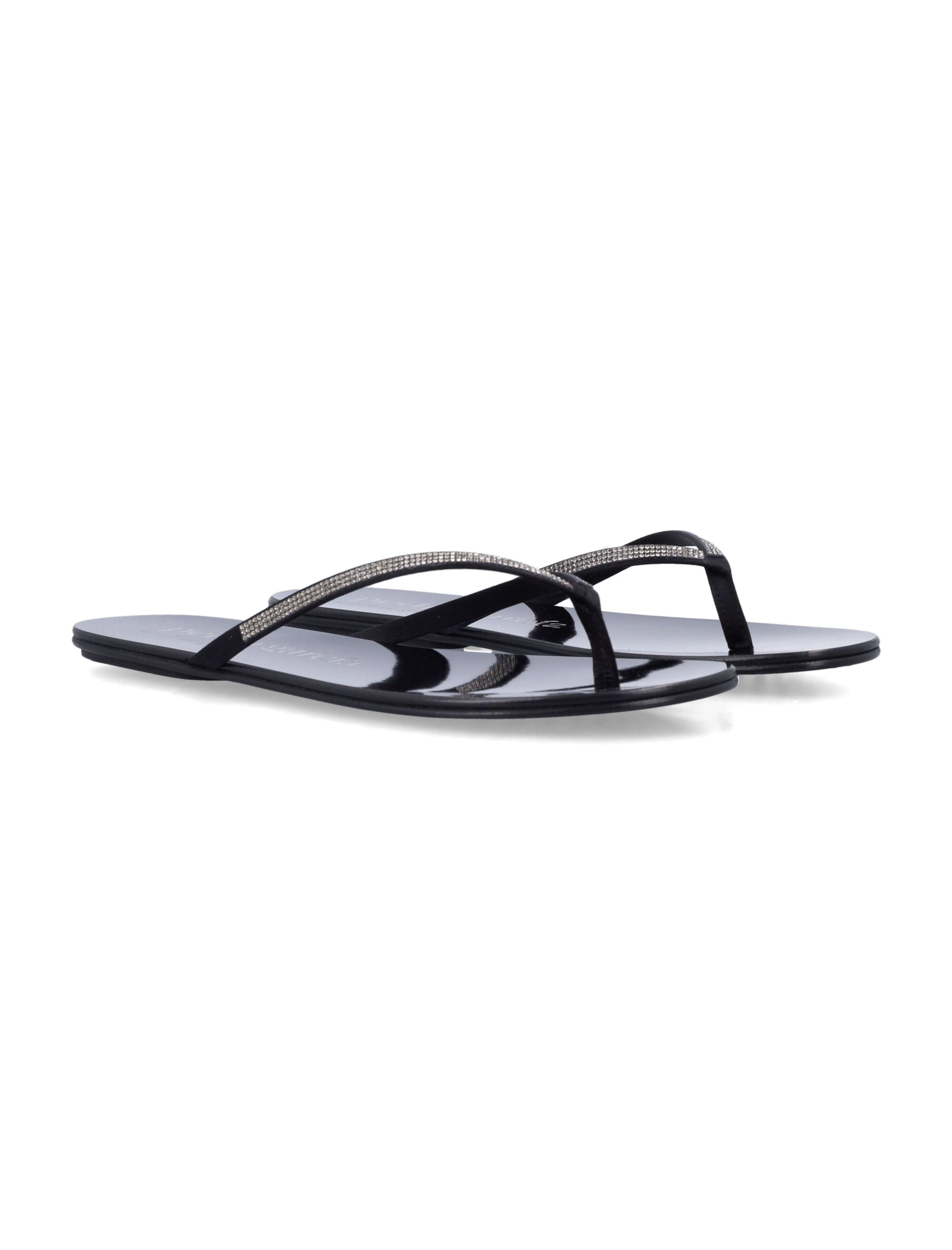 Pedro García Prune Satin Crystal Sandals Black/greige Viscose