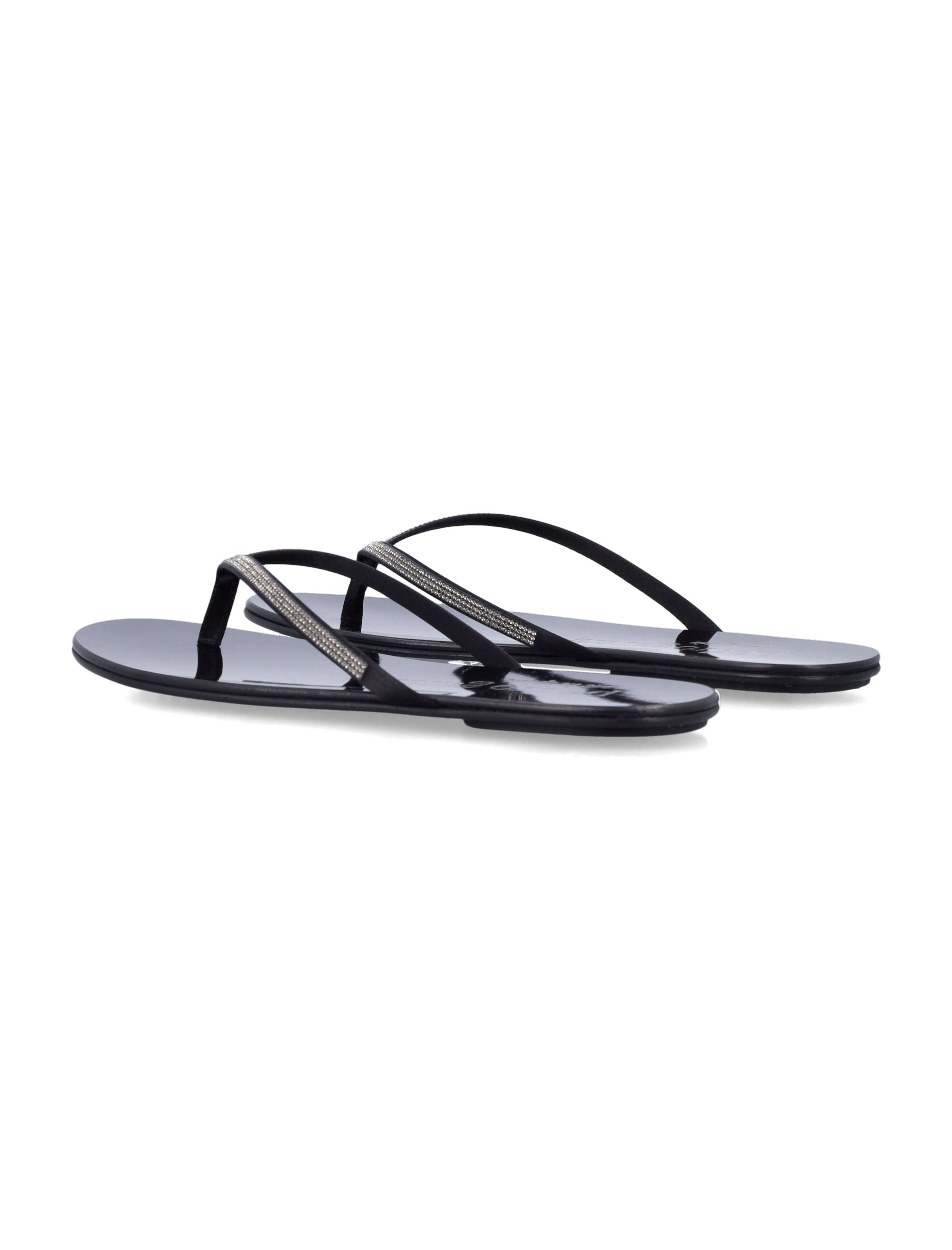 Pedro García Prune Satin Crystal Sandals Black/greige Viscose