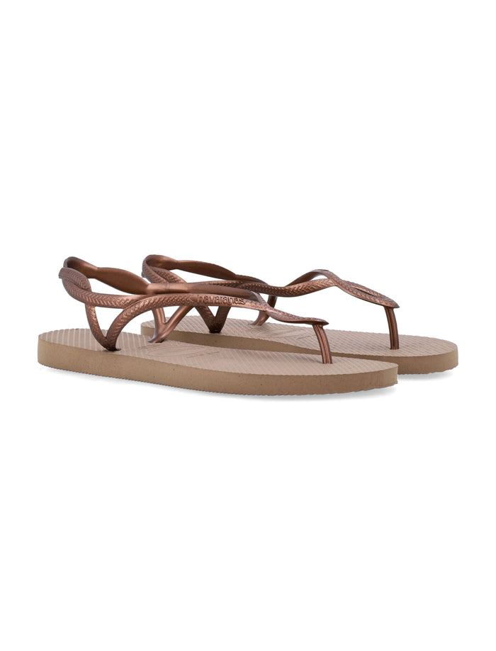 Havaianas Luna Braided Ankle Sandals Rose Gold Strap