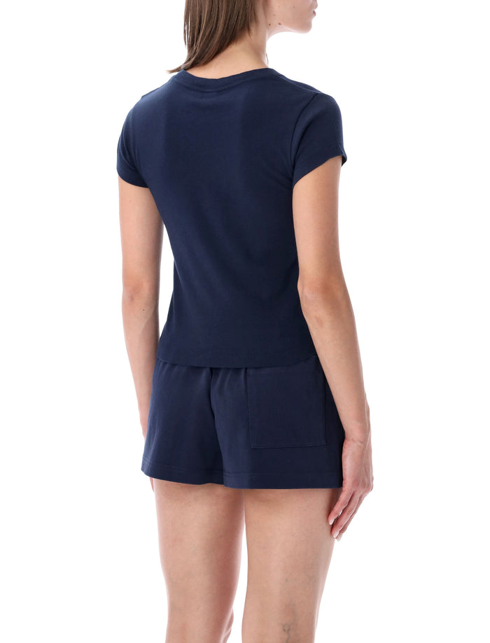 Sporty & Rich Navy Varsity Slim T-Shirt Blue Recycled Cotton Tshirt