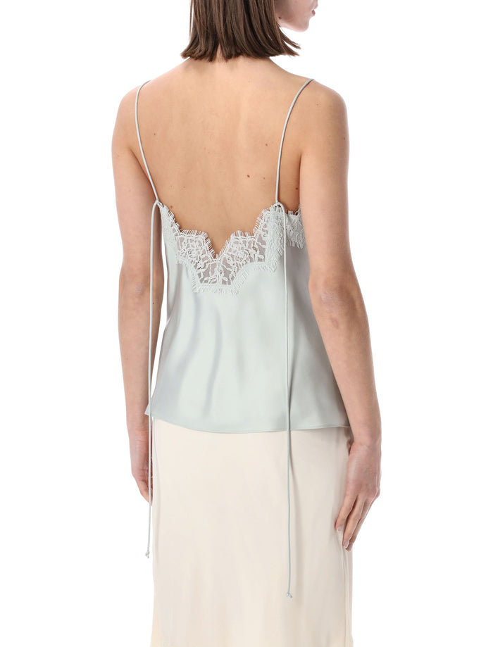 Róhe Lace Silk Camisole Foam Green Top