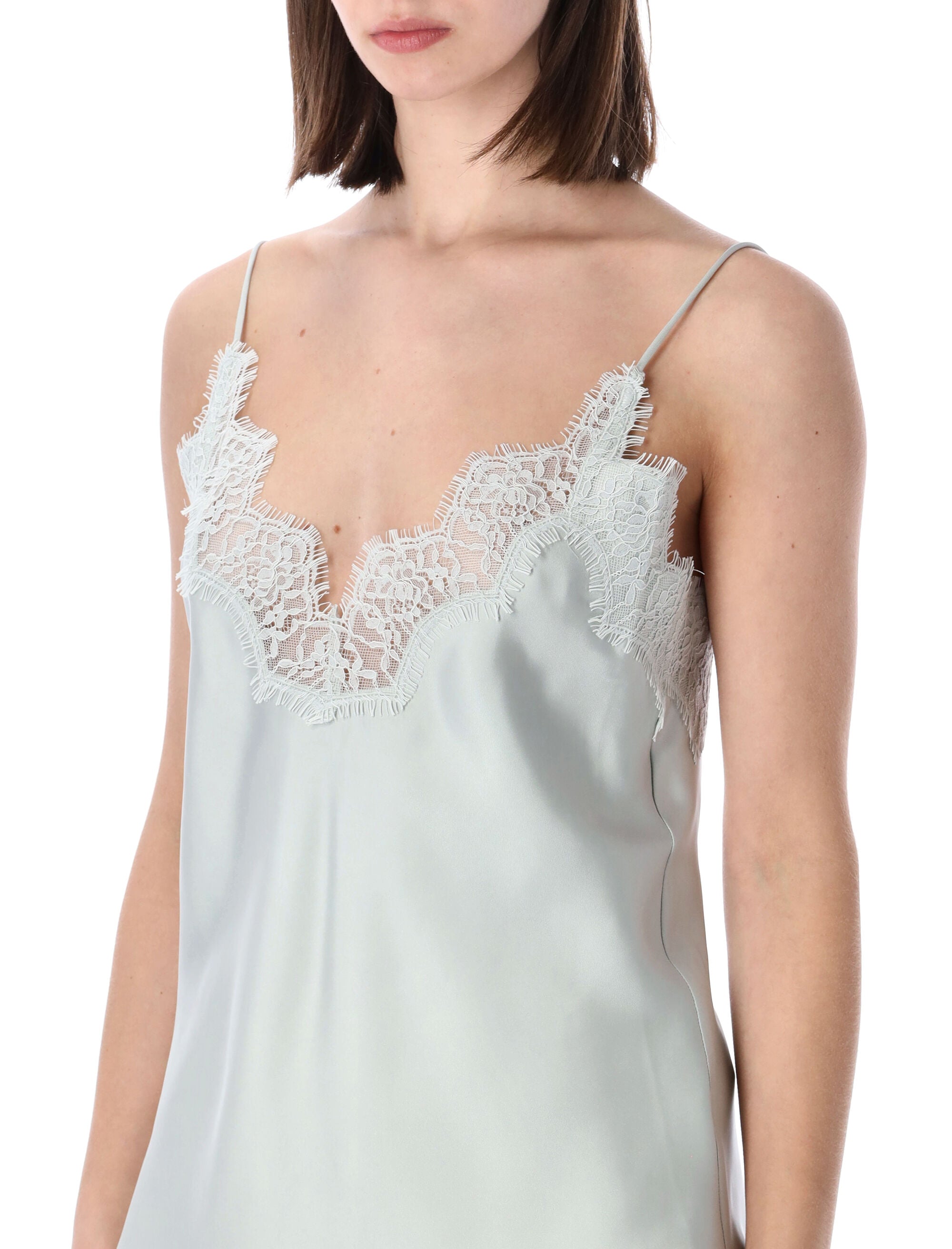 Róhe Lace Silk Camisole Foam Green Top
