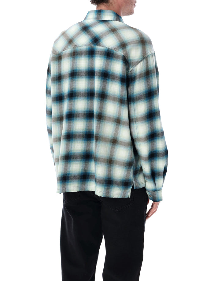 Represent Sun-Bleached cotton flannel shirt Cloud