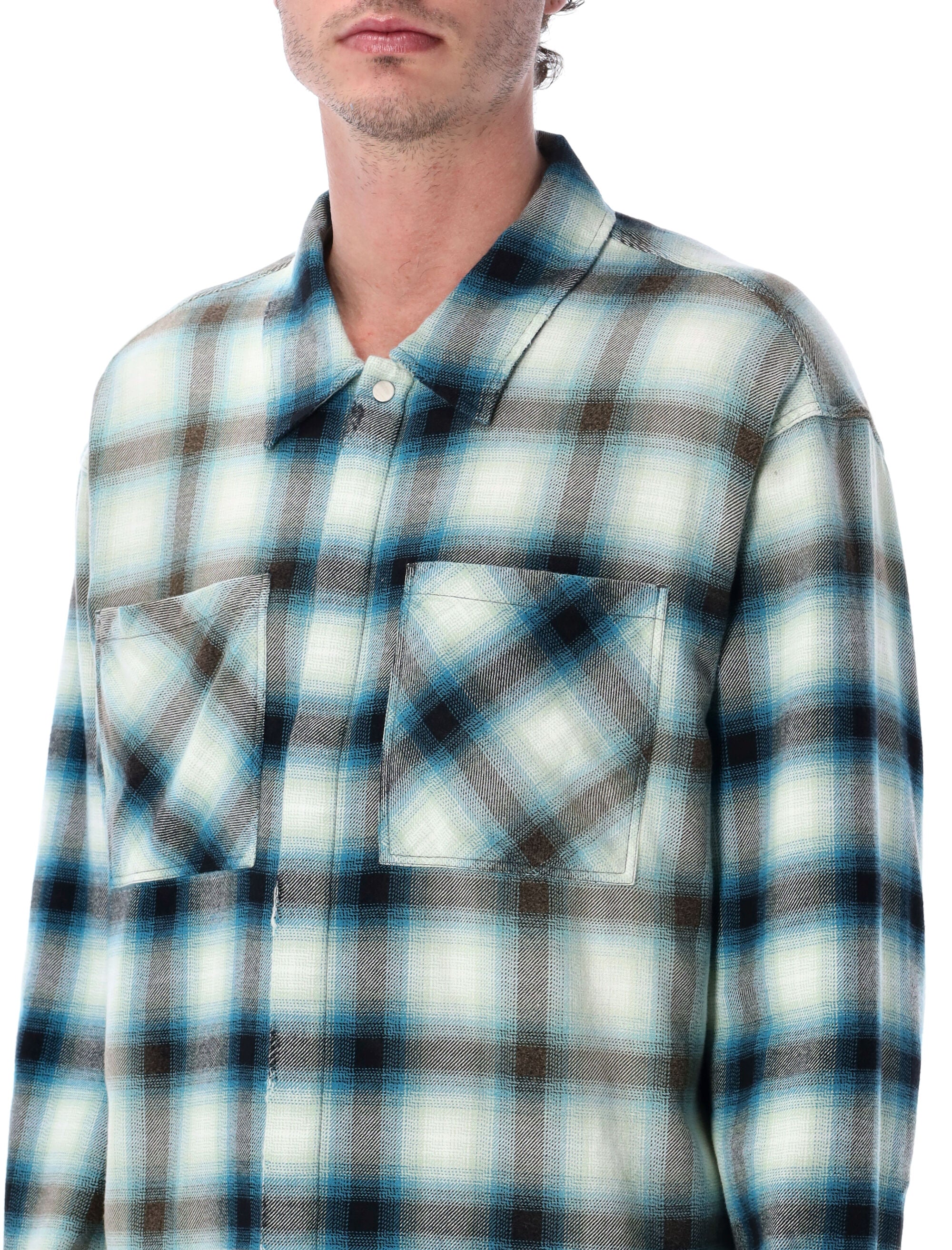 Represent Sun-Bleached Cotton Flannel Shirt Cloud