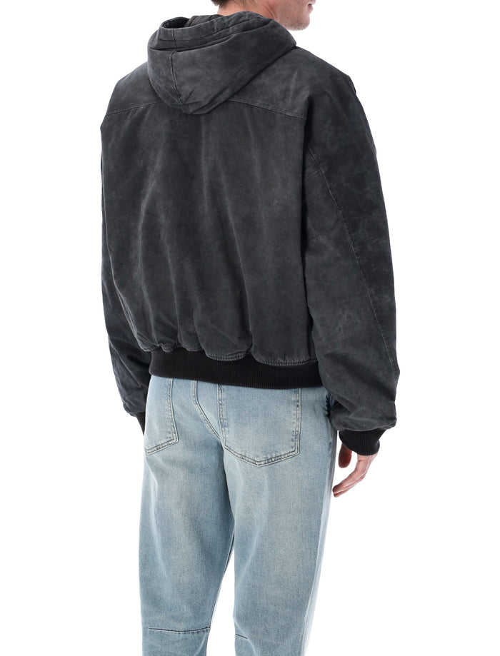 Represent Hooded bomber jacket Washed Black Cotton