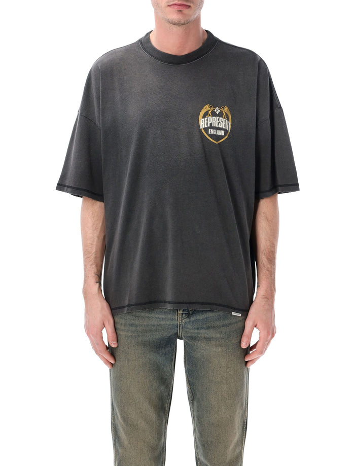Represent Angel Border T-Shirt Stained Black Cotton